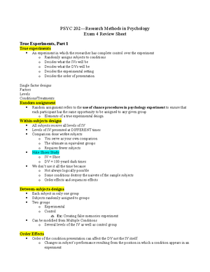 PSYC 202 Exam 2 Review: Chapters 5 and 7 - PSYC 202—Research Methods in ...