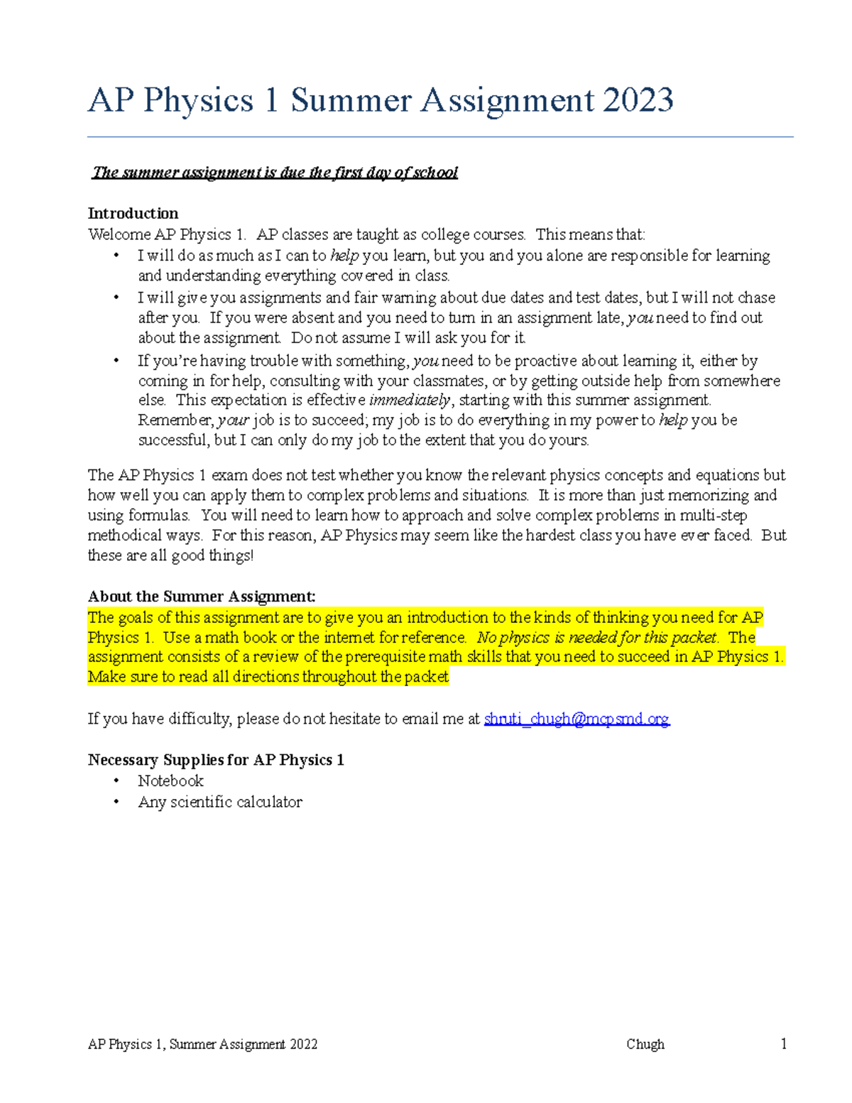 ap physics 1 summer assignment answer key vectors