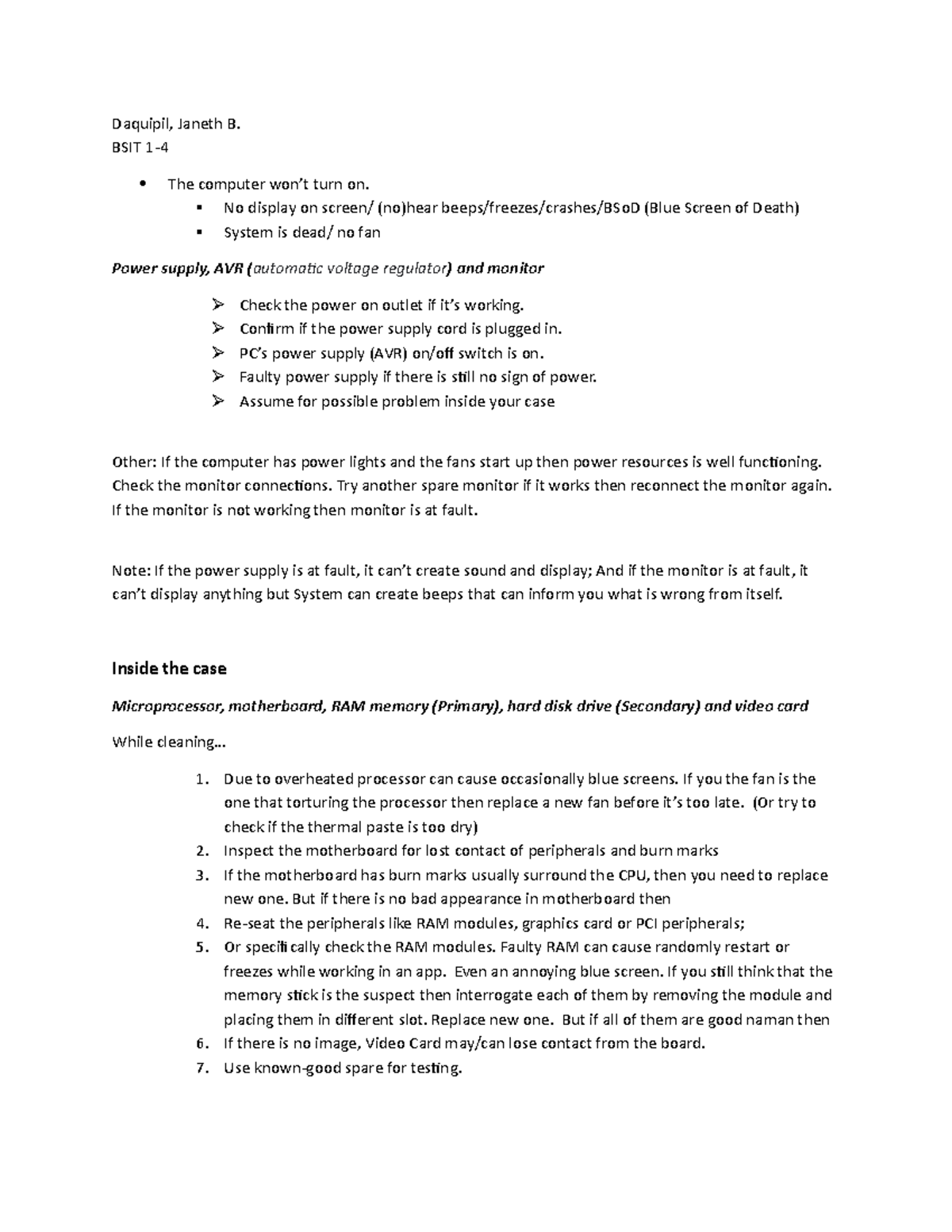 Research 1 does have a torubleshooting - Daquipil, Janeth B. BSIT 1 ...