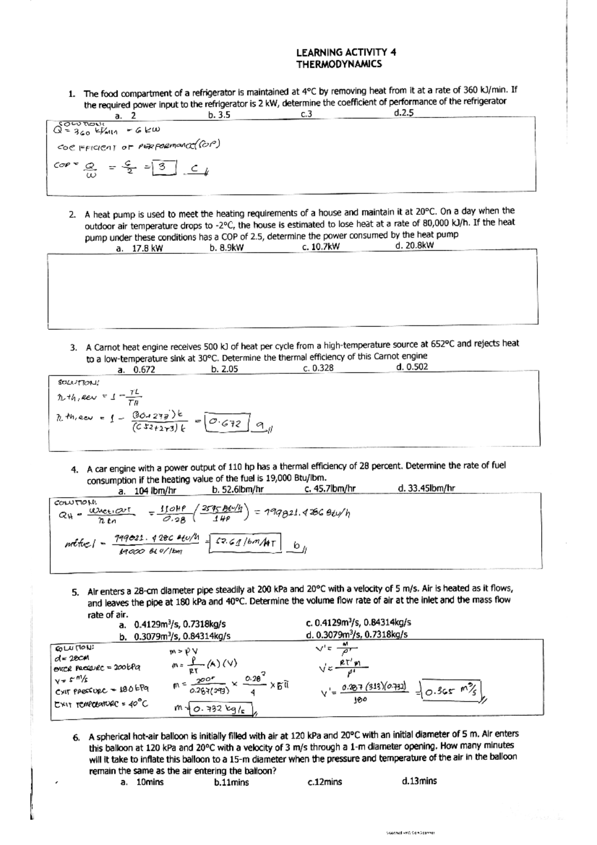 Thermodynamics LA 4.ESAS Part 1 - Electrical Engineering - Studocu