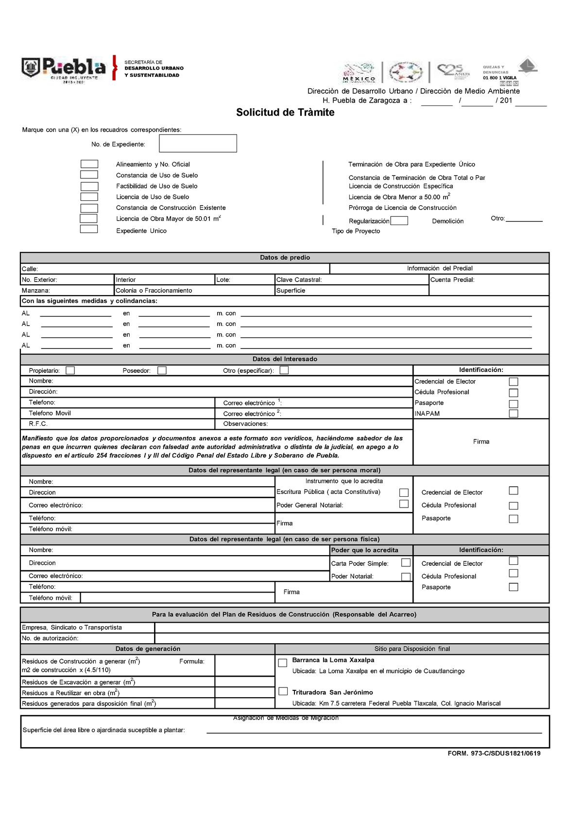 973-C SDUS1821 0619 Solicitud DE Tramite - SECRETARÍA DE DESARROLLO ...