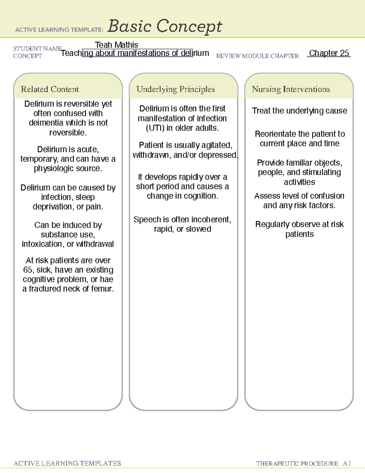 dementia and delirium case study ati