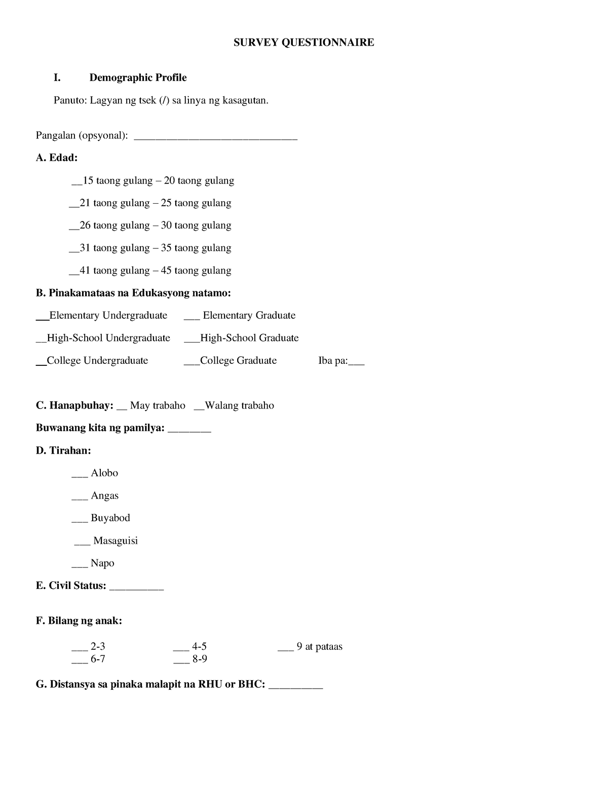 survey thesis tagalog