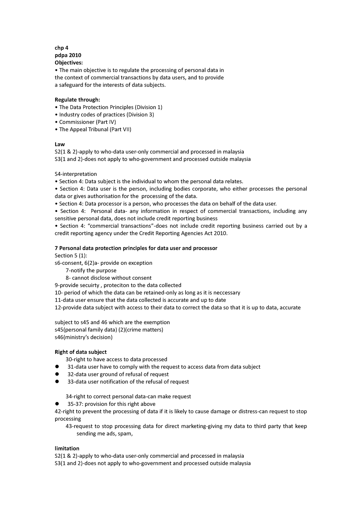 Chp 4 - notessss - chp 4 pdpa 2010 Objectives: The main objective is to ...