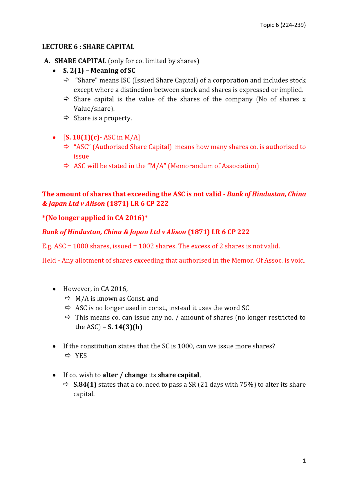 assignment of share capital