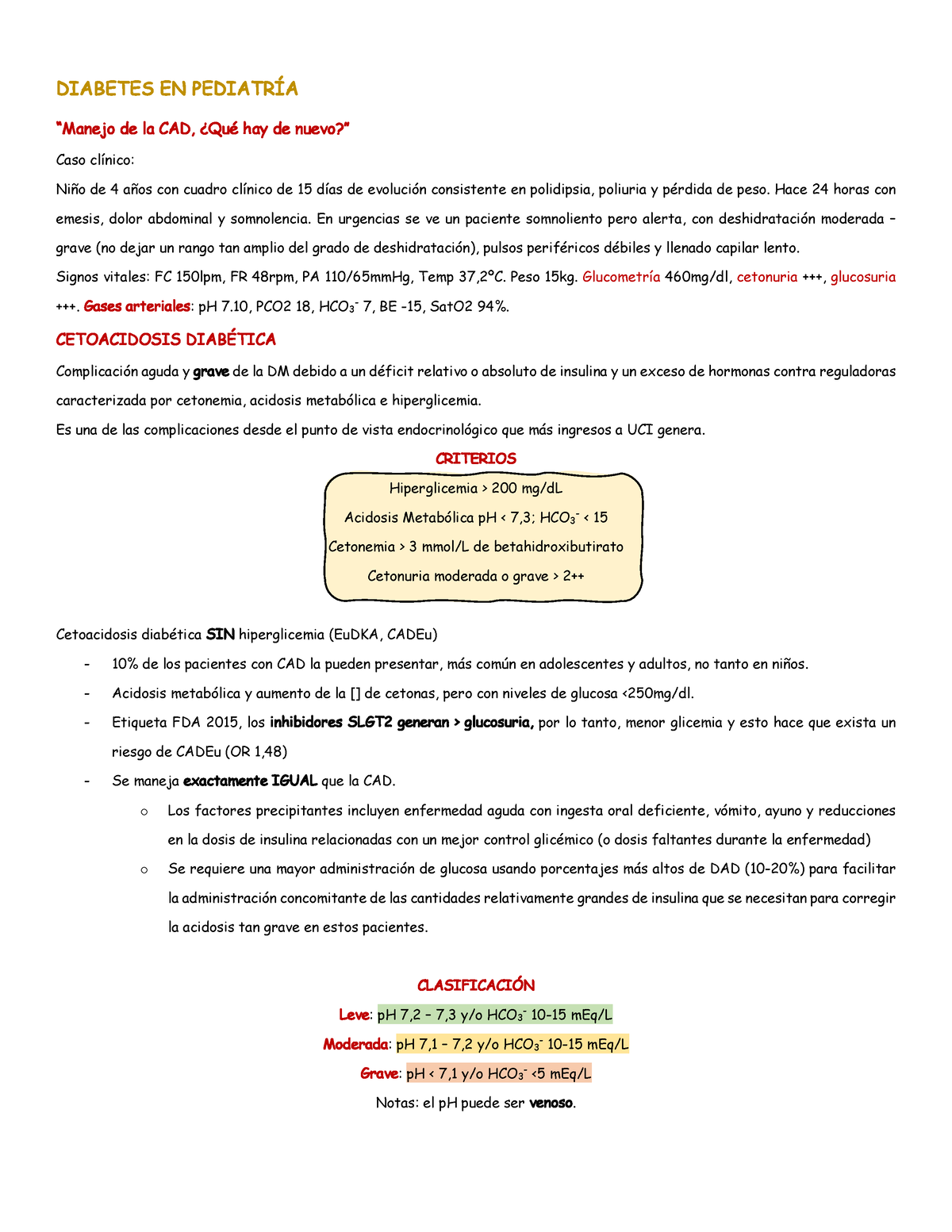 CAD - RESUMEN CAD - DIABETES EN PEDIATRÍA “Manejo De La CAD, ¿Qué Hay ...