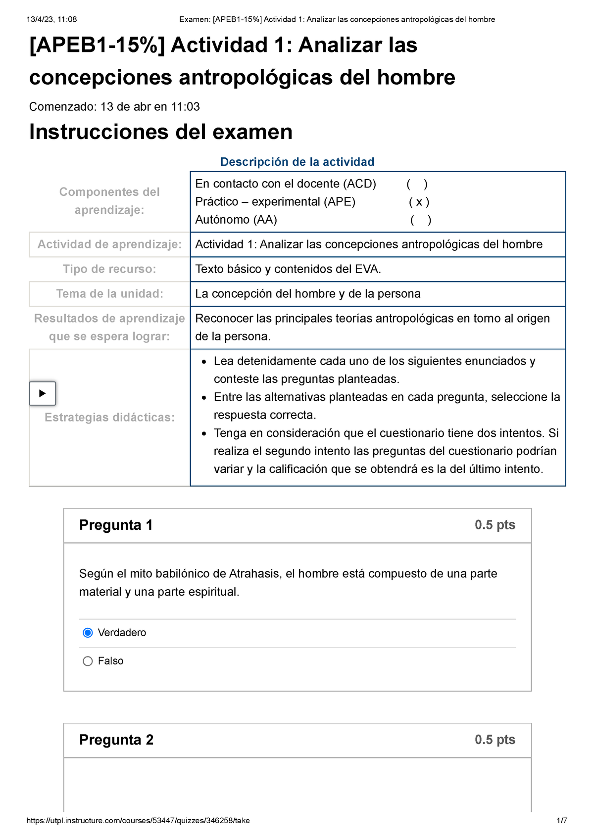 Examen [APEB 1-15%] Actividad 1 Analizar Las Concepciones ...