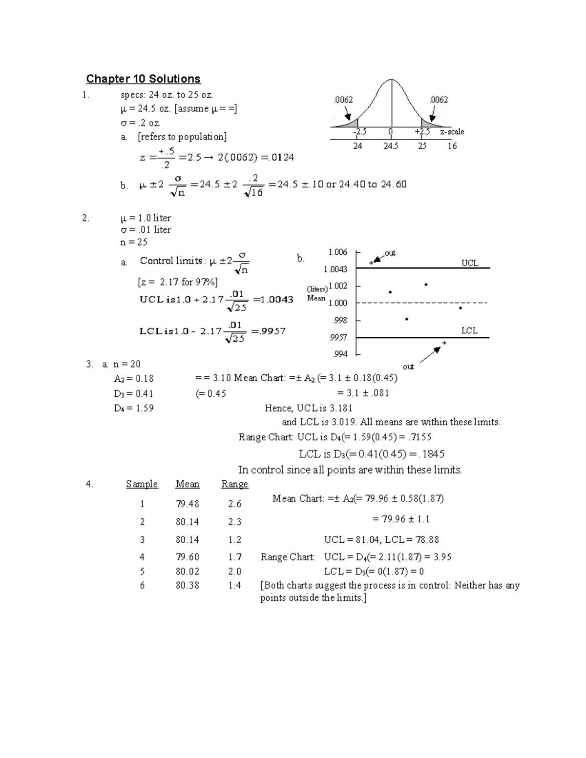 MGT 366 Chapter Ten Solutions - Chapter 10 Solutions 1. specs: 24 oz ...