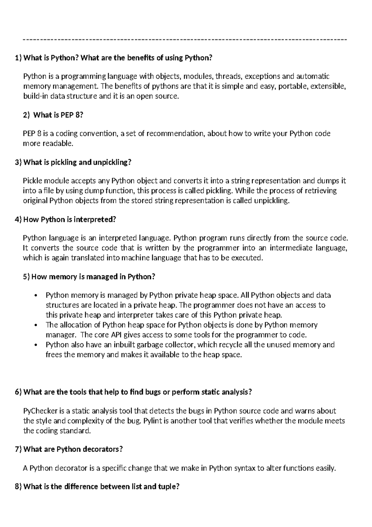 703942968 Python Viva Questions and Answers - 1) What is Python? What ...