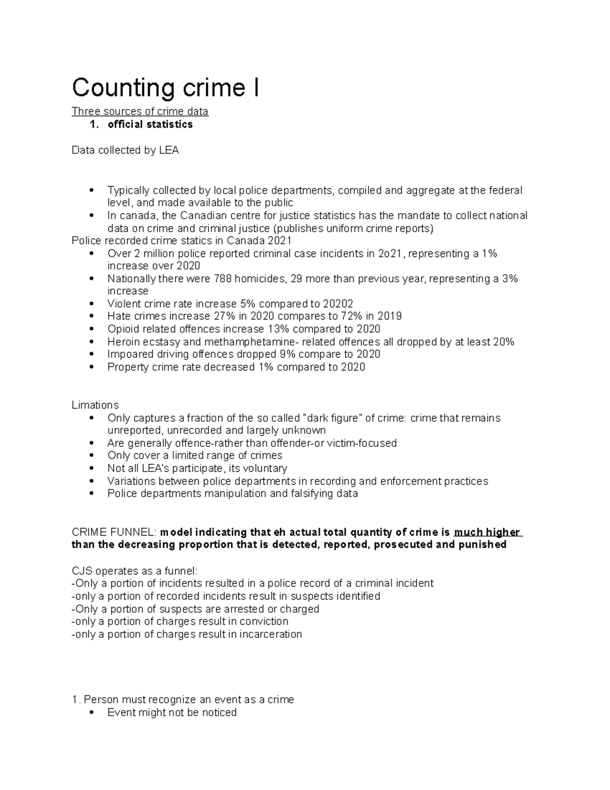 Counting crime I The teacher is Patrick Lamoureux. Counting crime I Three sources of crime