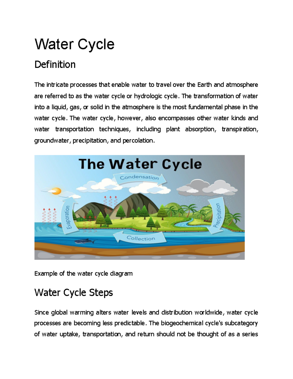 Water Cycle Water Cycle Definition The intricate processes that