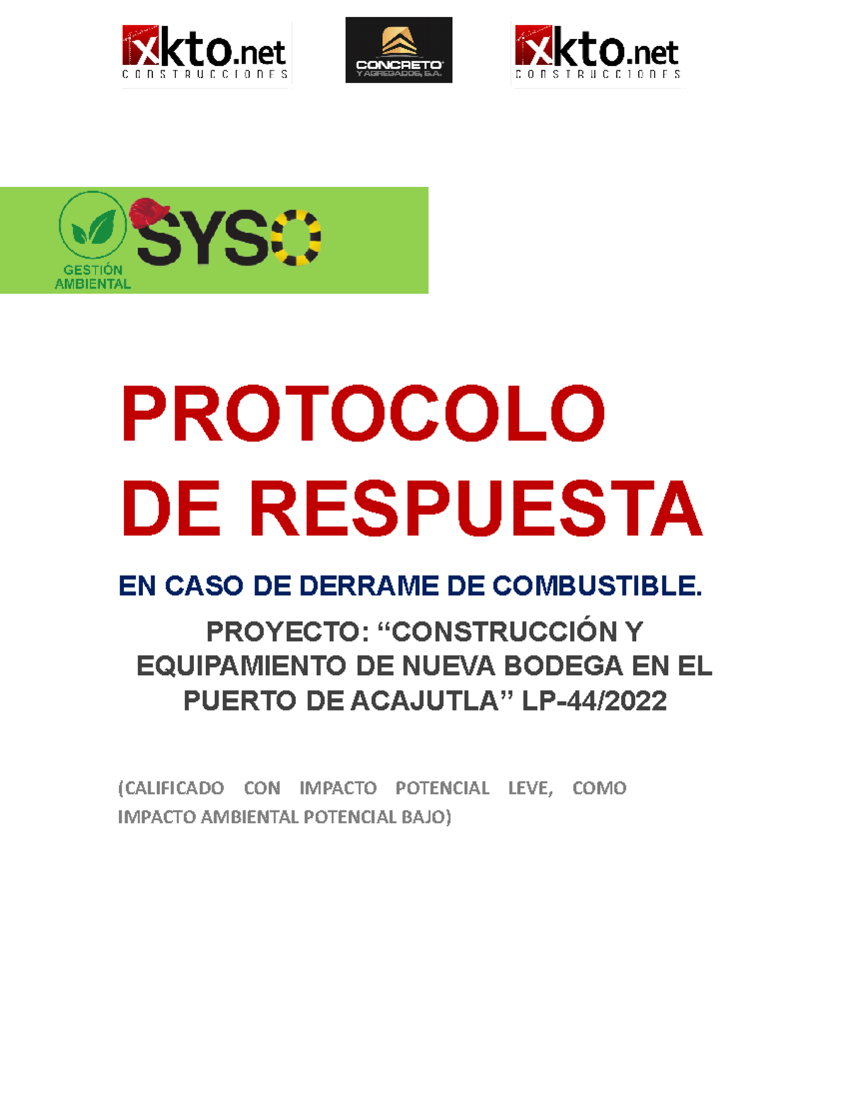 Protocolo DE Respuesta ANTE Derrame DE Combustible - Seguridad Humana ...