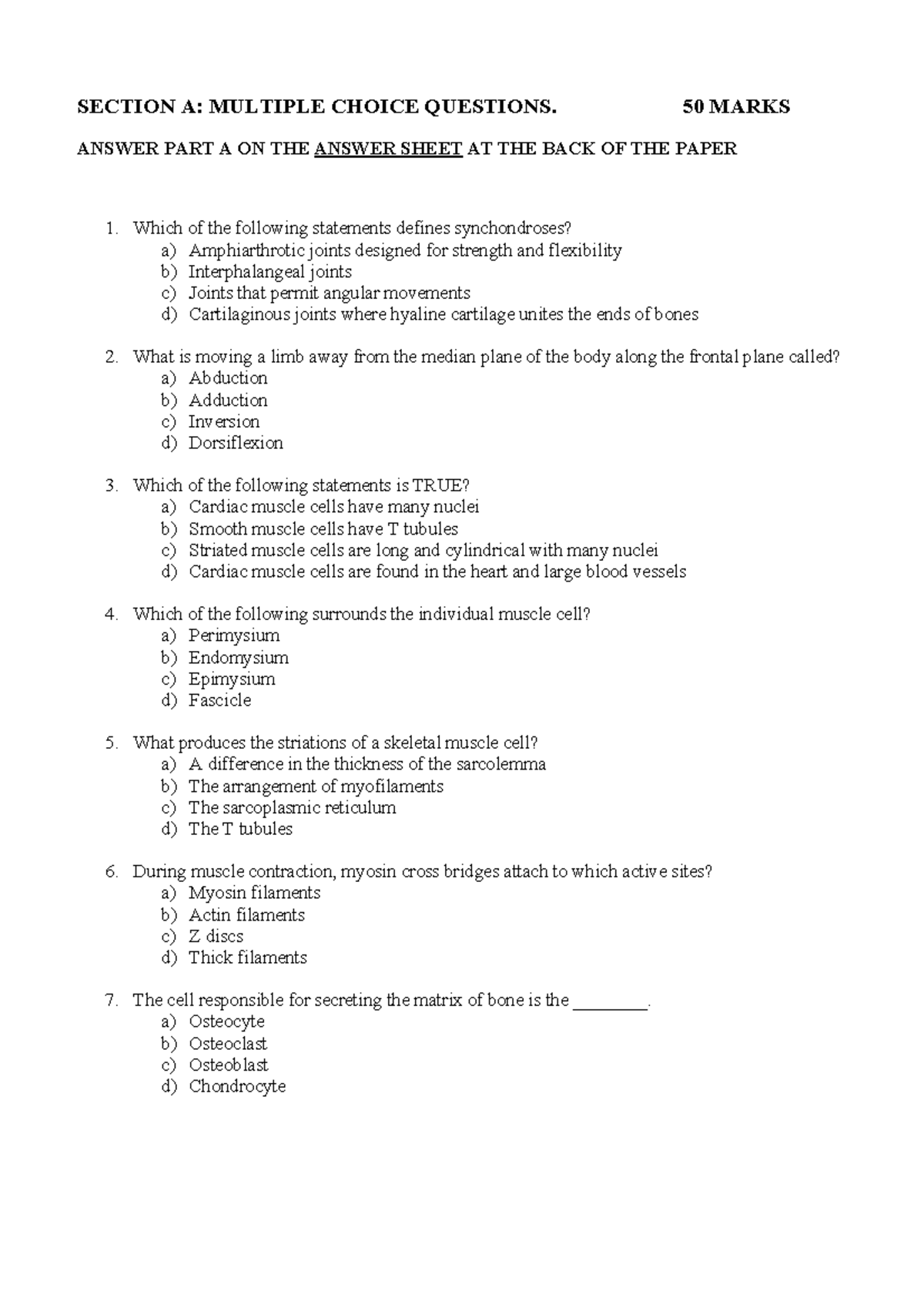 Example Final Exam - Provided By Uni, Good Study Tool. - Section A:  Multiple Choice Questions. 50 - Studocu Example Final Exam - Provided By Uni, Good Study Tool. - Section A:  Multiple Choice Questions. 50 - Studocu