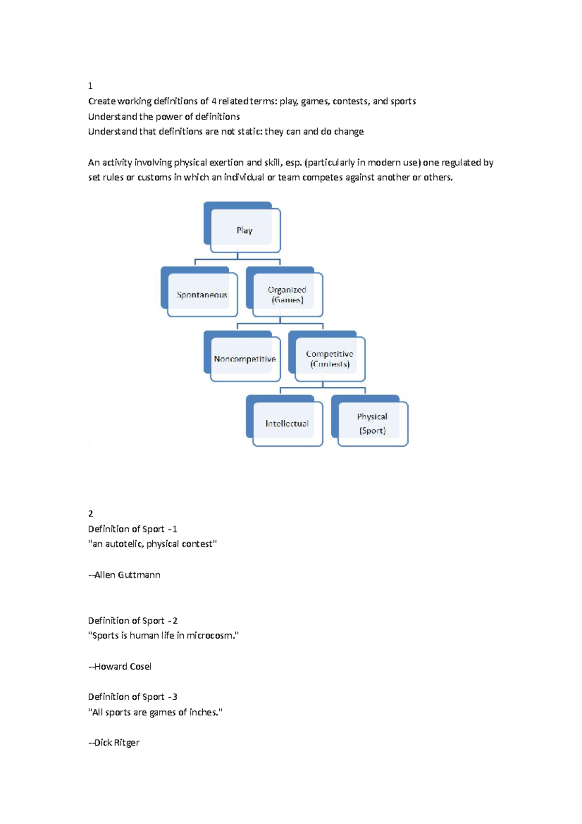 249lec - ..... - 1 Create working definitions of 4 related terms: play ...