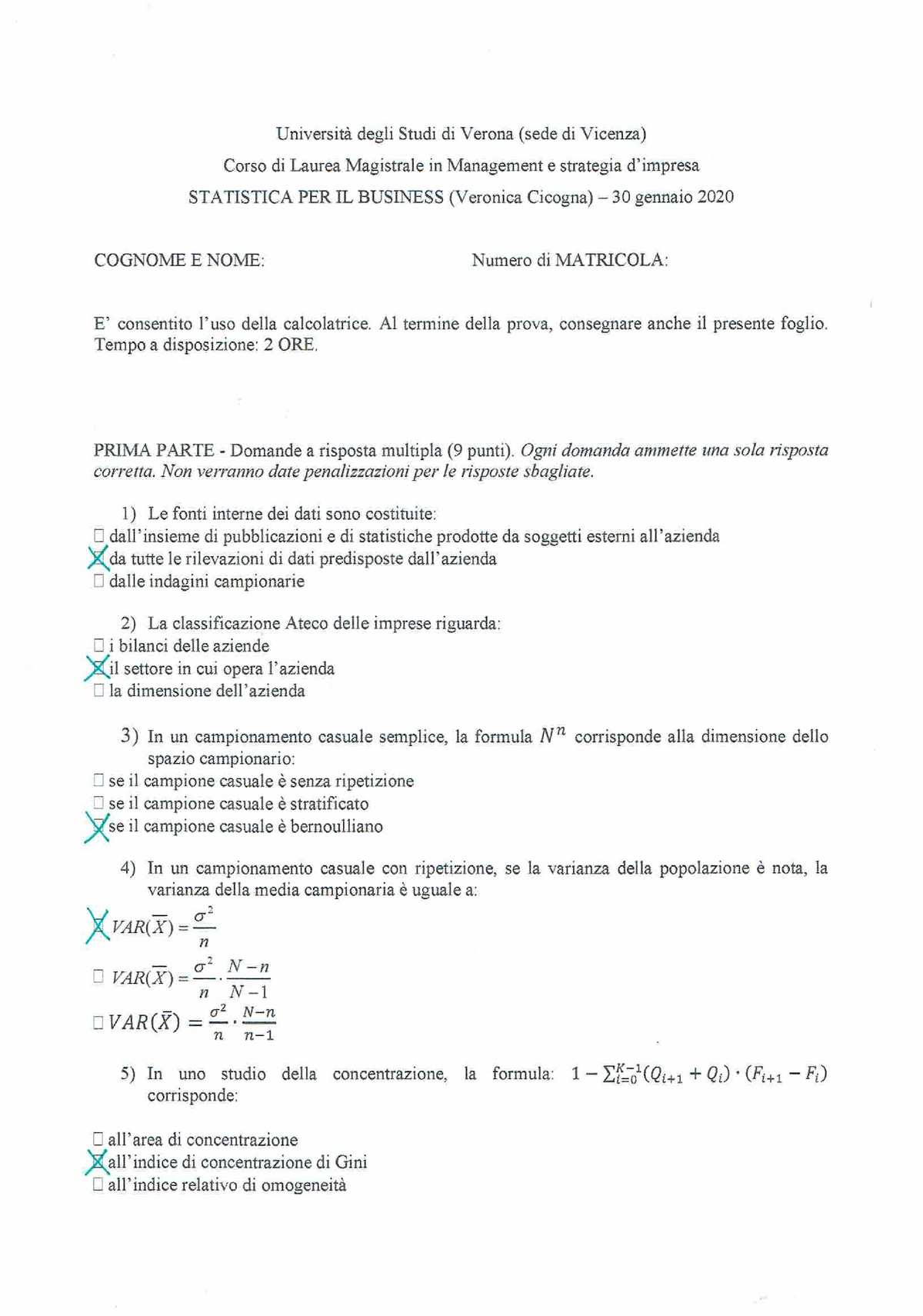 Esame Statistica Per Il Business - Statistica Aziendale - Studocu