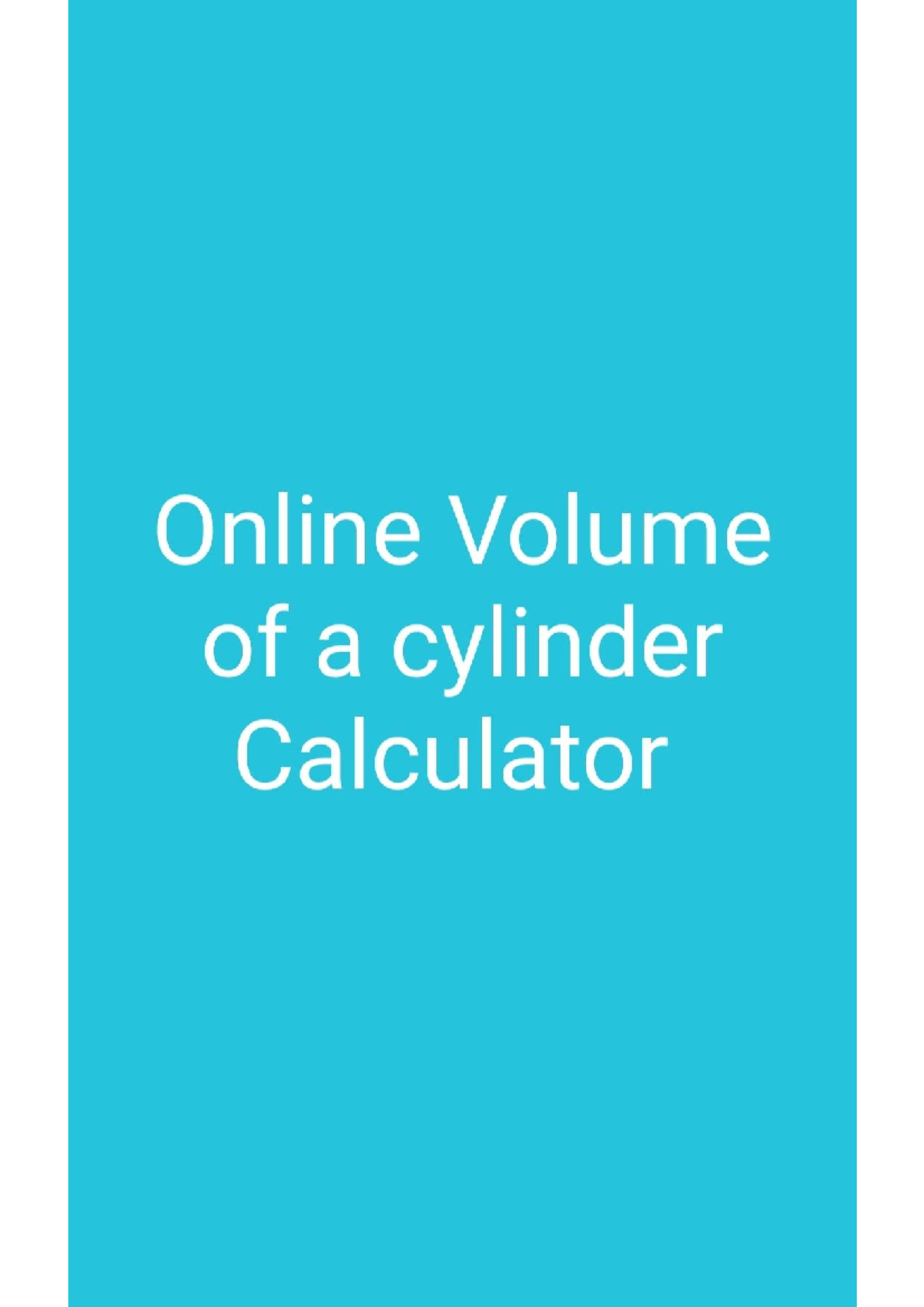 Online volume of cylindrical calculator Mathematics Studocu