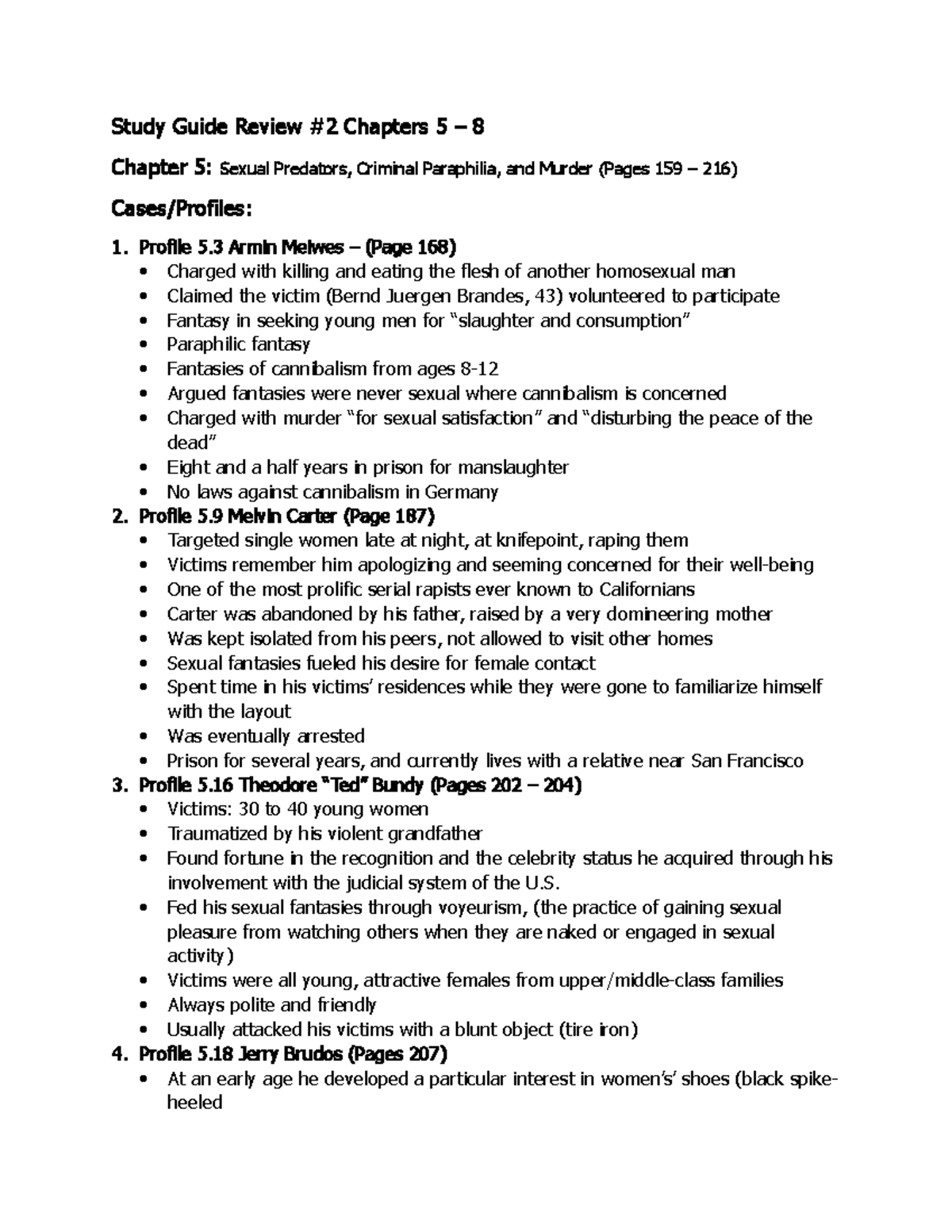 Study Guide For Chapter 5 Through Chapter 8 - Study Guide Review # 2 ...