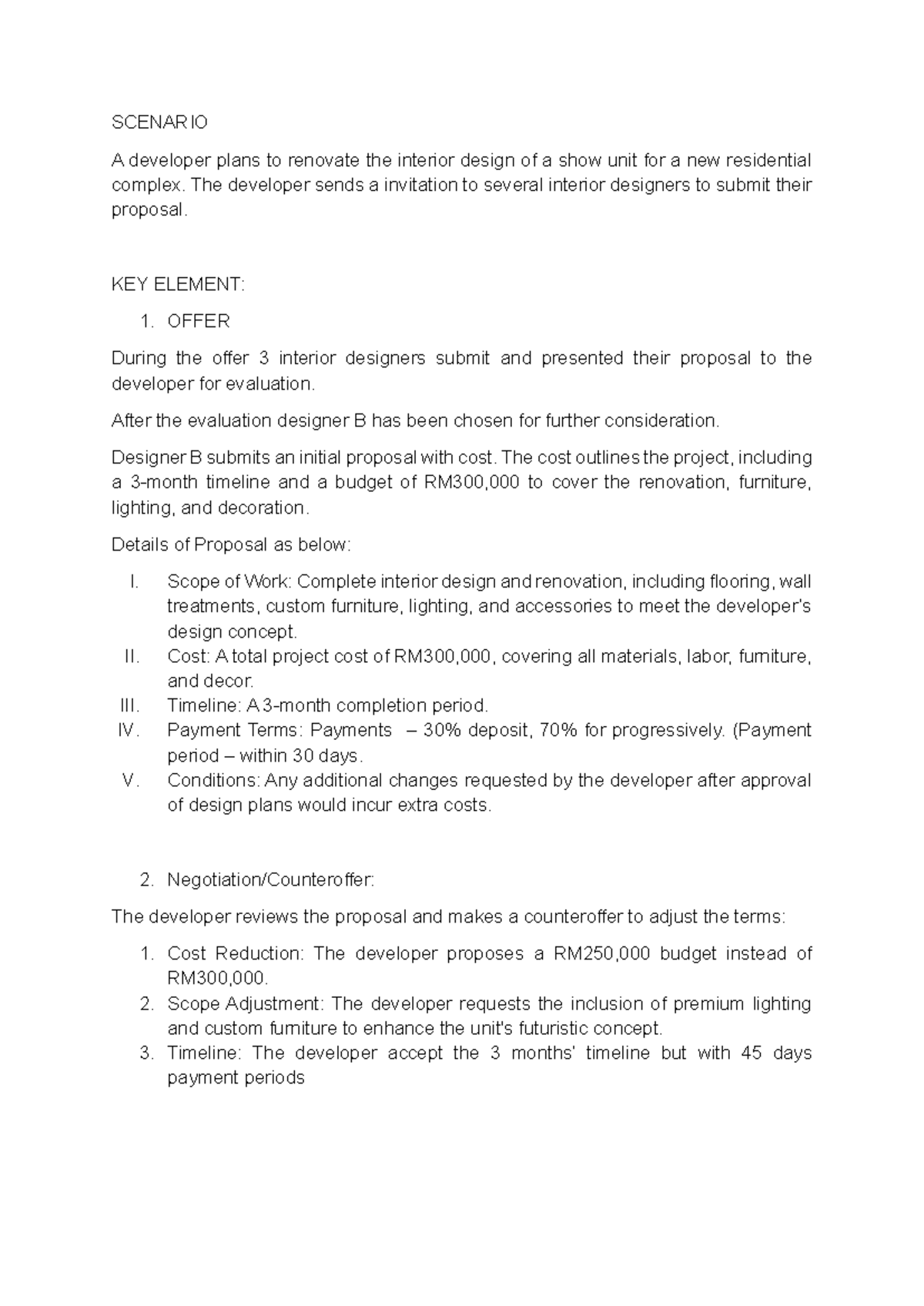 Return Assignment 1 - SCENARIO A developer plans to renovate the ...