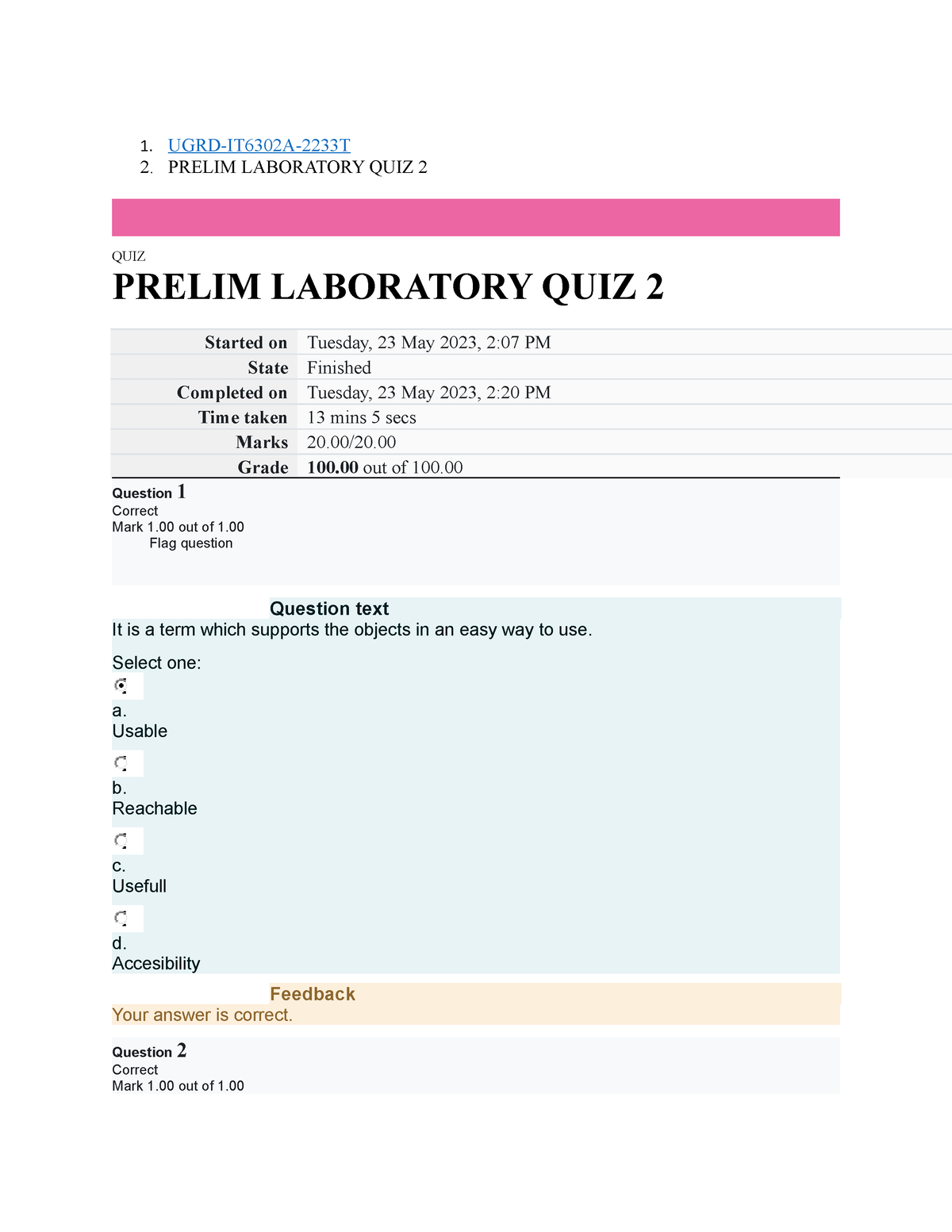 UGRD-IT6302A Human Computer Interaction Prelim Laboratory Quiz 2 - 1 ...