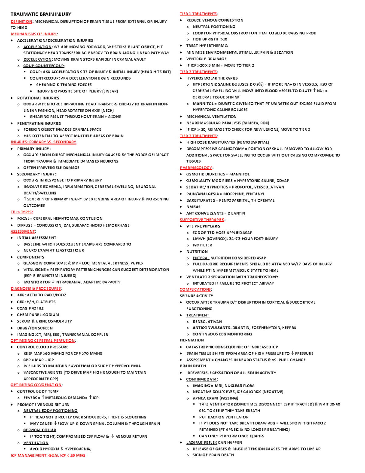 Study guidelolol TRAUMATIC BRAIN INJURY DEFINITION MECHANICAL DISRUPTION OF BRAIN TISSUE FROM