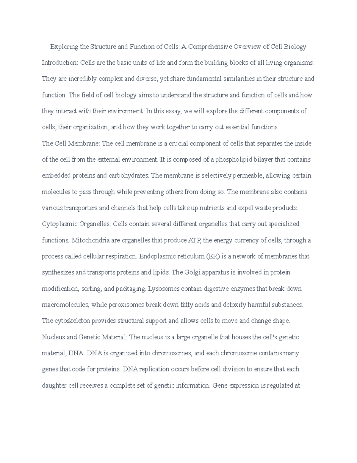 A Comprehensive Overview of Cell Biology - Exploring the Structure and ...