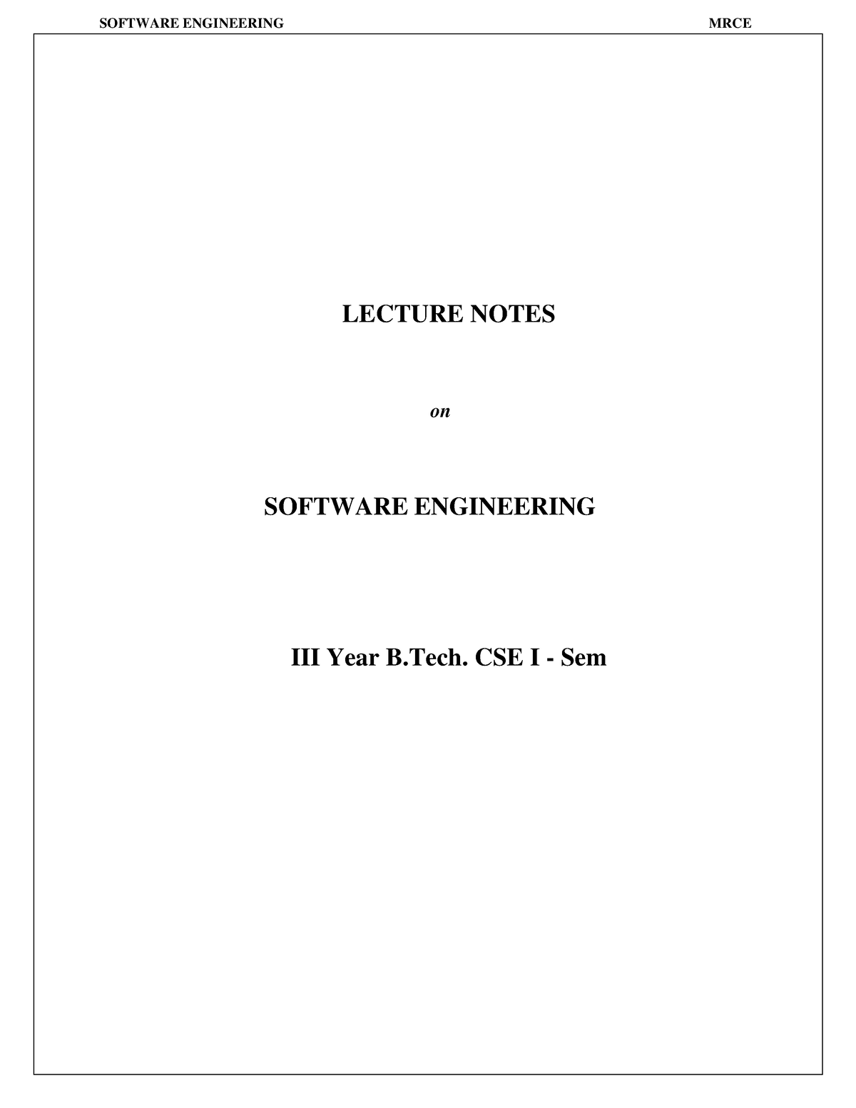 Software Engineering Unit-1 - LECTURE NOTES On SOFTWARE ENGINEERING III ...