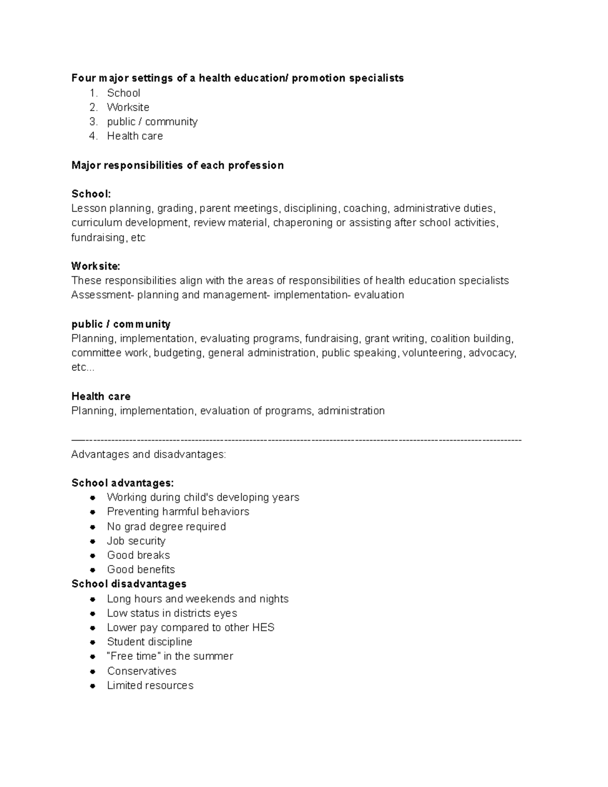 test-3-study-guide-2-four-major-settings-of-a-health-education