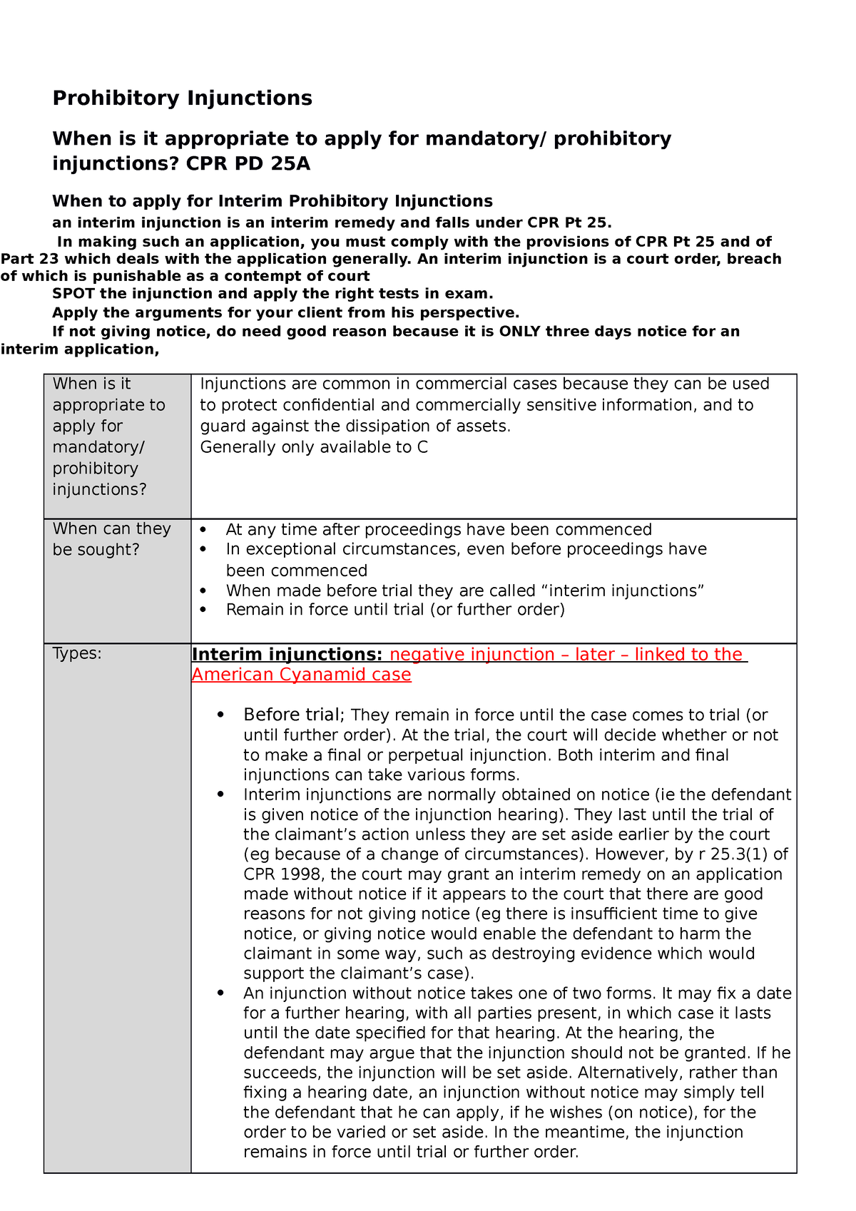 Prohibitory Injunctions - In Making Such An Application, You Must ...