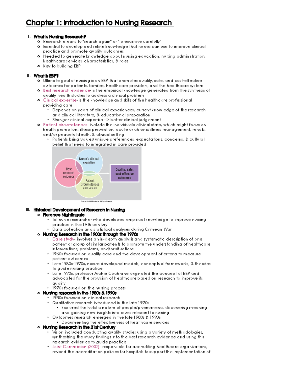 Chapter 1 Notes - Professor Egan - Chapter 1: Introduction To Nursing ...