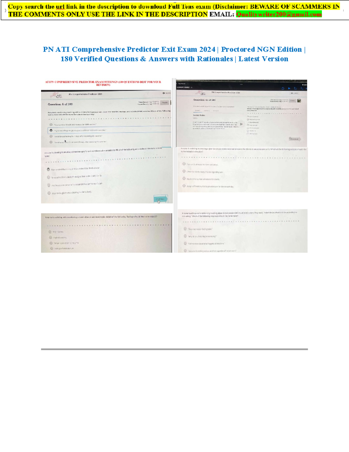 All 2024 PN ATI Comprehensive Predictor Exam 180 Verified Questions