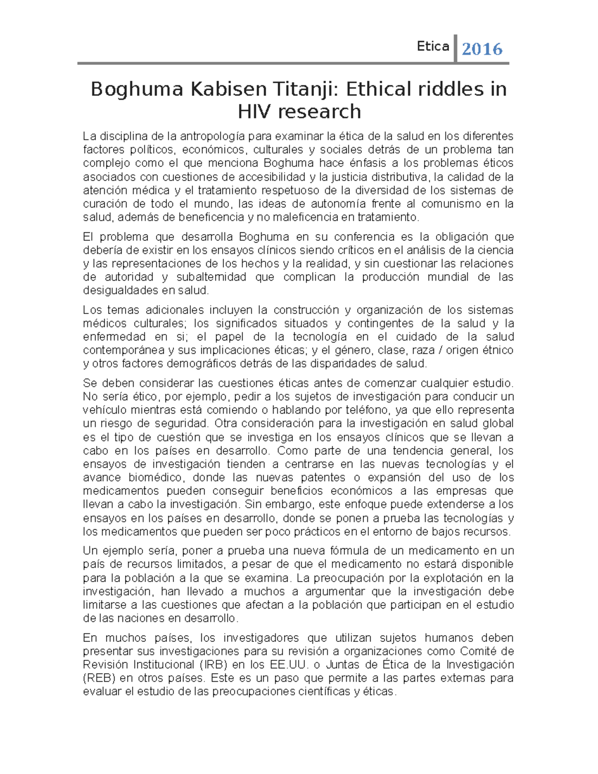 Boghuma Kabisen Titanji - Etica 2016 Boghuma Kabisen Titanji: Ethical ...