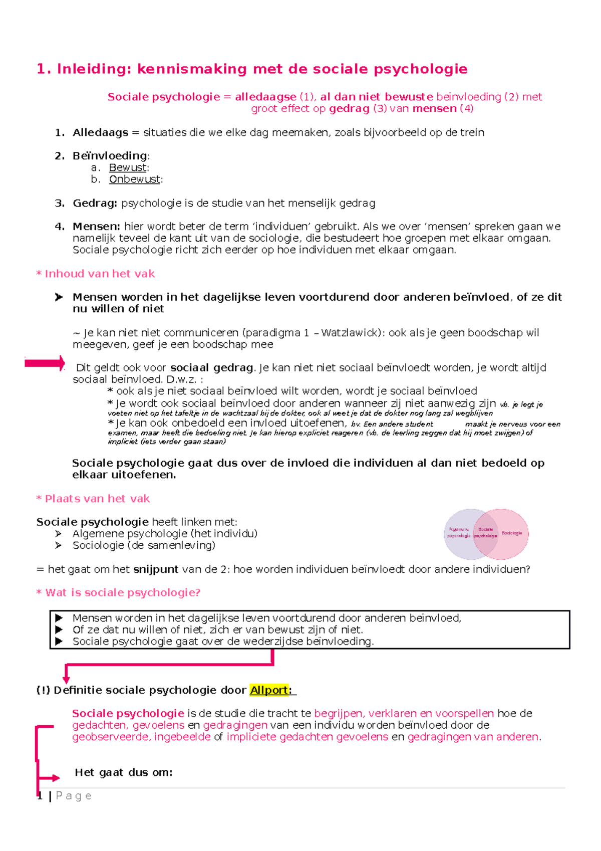 Samenvatting-sociale-psychologie - 1. Inleiding: Kennismaking Met De ...