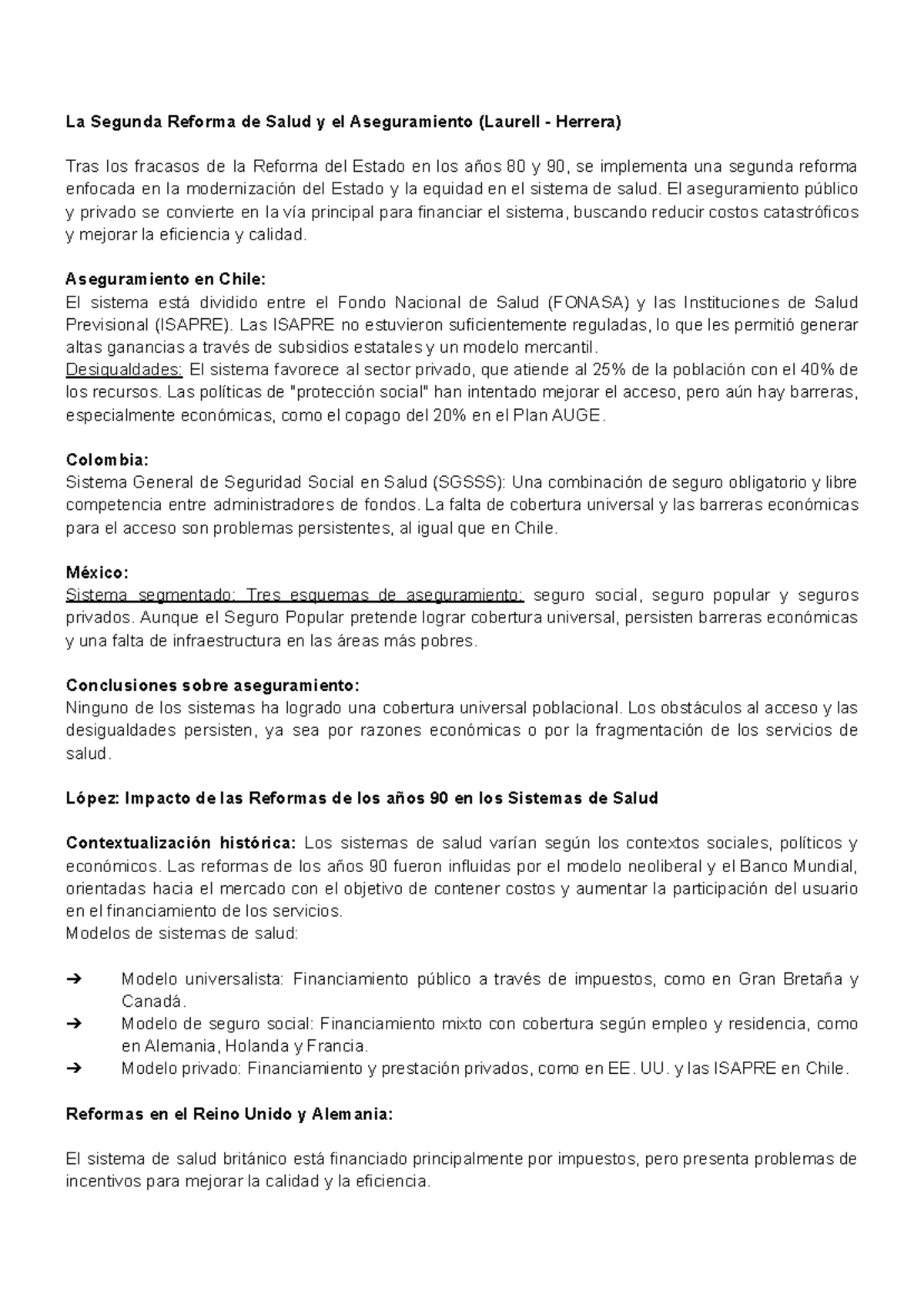 Mini punteo redes - resumen - La Segunda Reforma de Salud y el ...