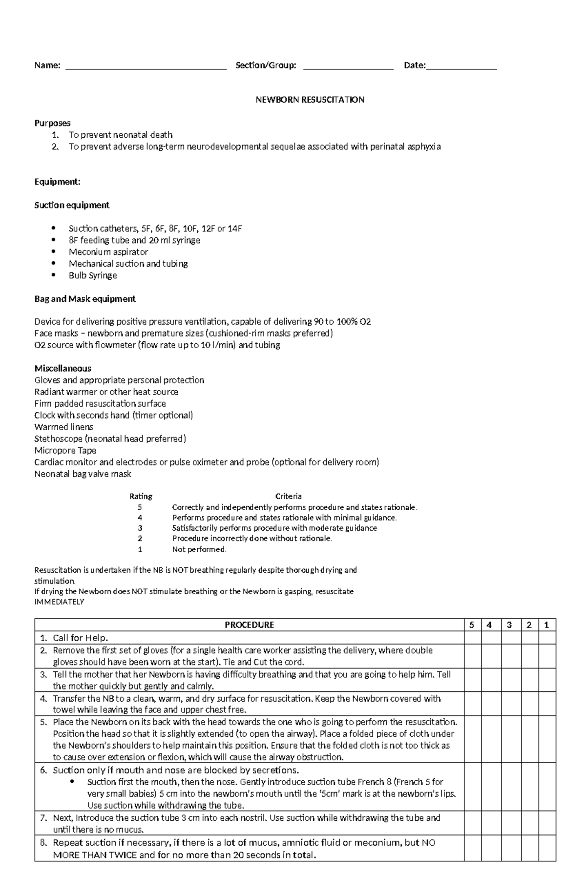 Newborn-Resuscitation-Checklist - Name ...