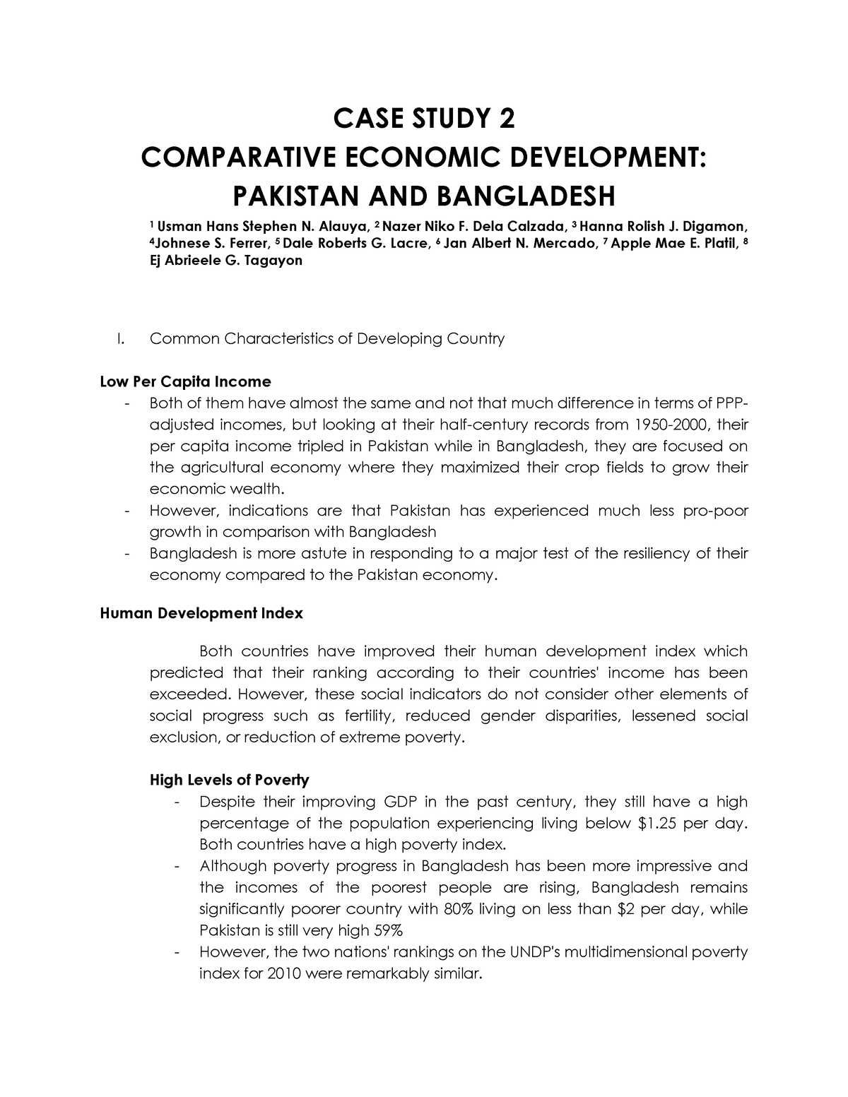 comparative economic development pakistan and bangladesh case study summary