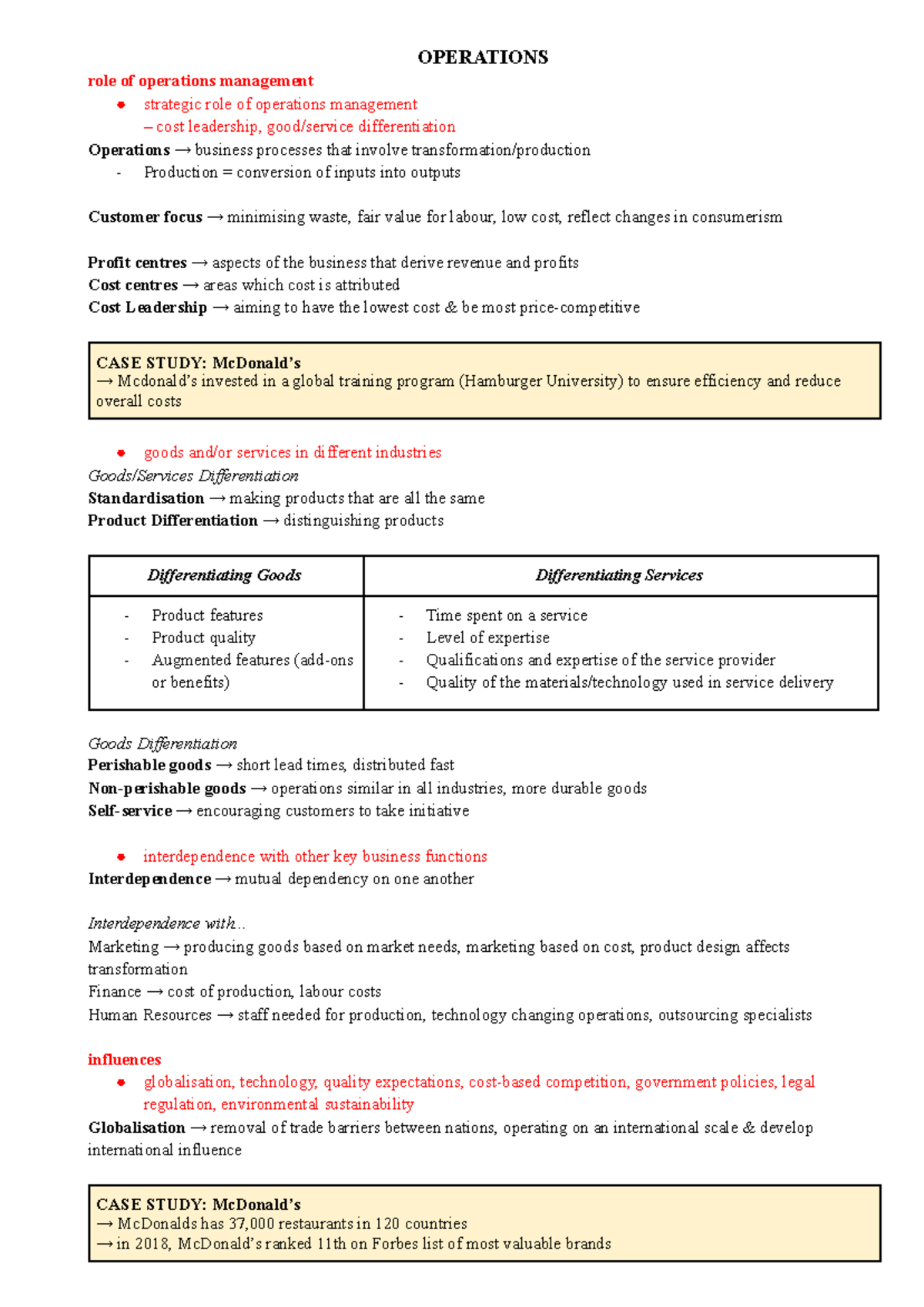 mcdonalds case study operations management