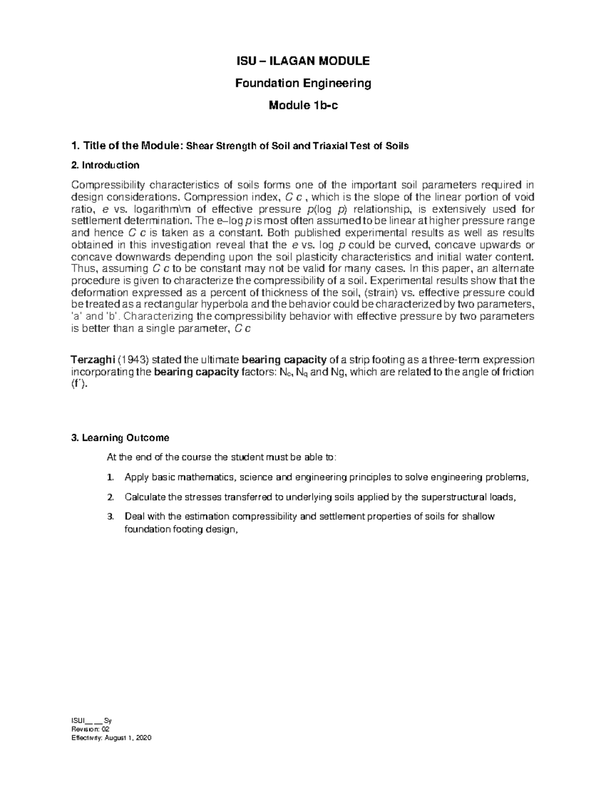 4.Foundn Engg - Module 1b-c - ISUI__ __ Sy Revision: 02 ISU – ILAGAN ...