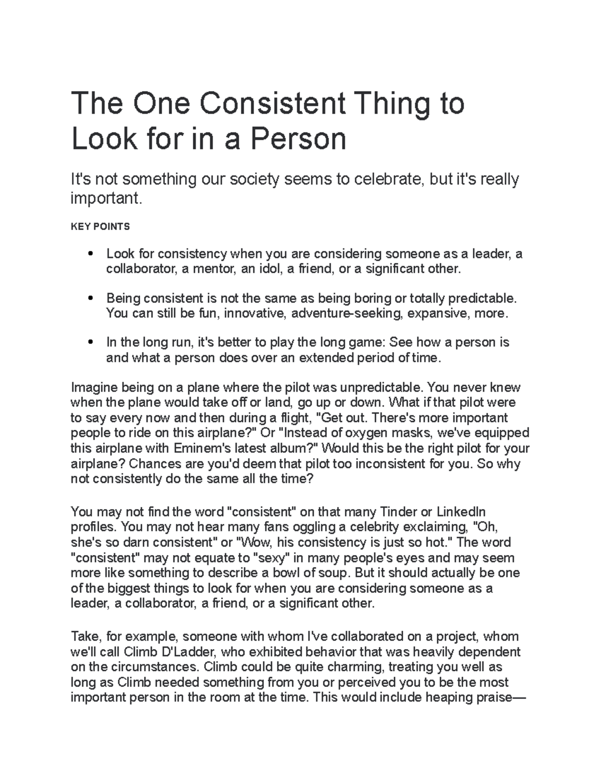 The One Consistent Thing to Look for in a Person - The One Consistent ...