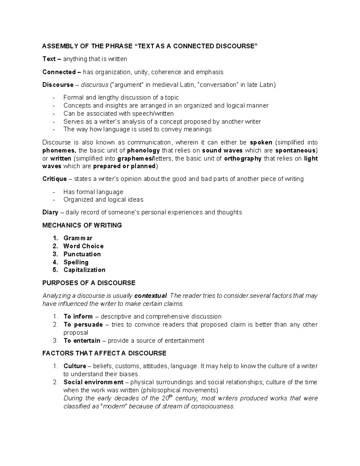 EN 11 Text and Discourse Reviewer ASSEMBLY OF THE PHRASE “TEXT AS A
