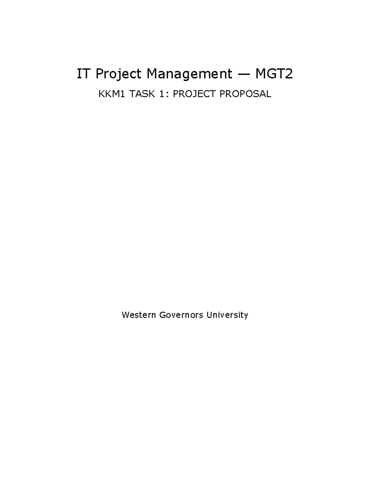 Project Management TASK 1 - IT Project Management — MGT KKM1 TASK 1 ...