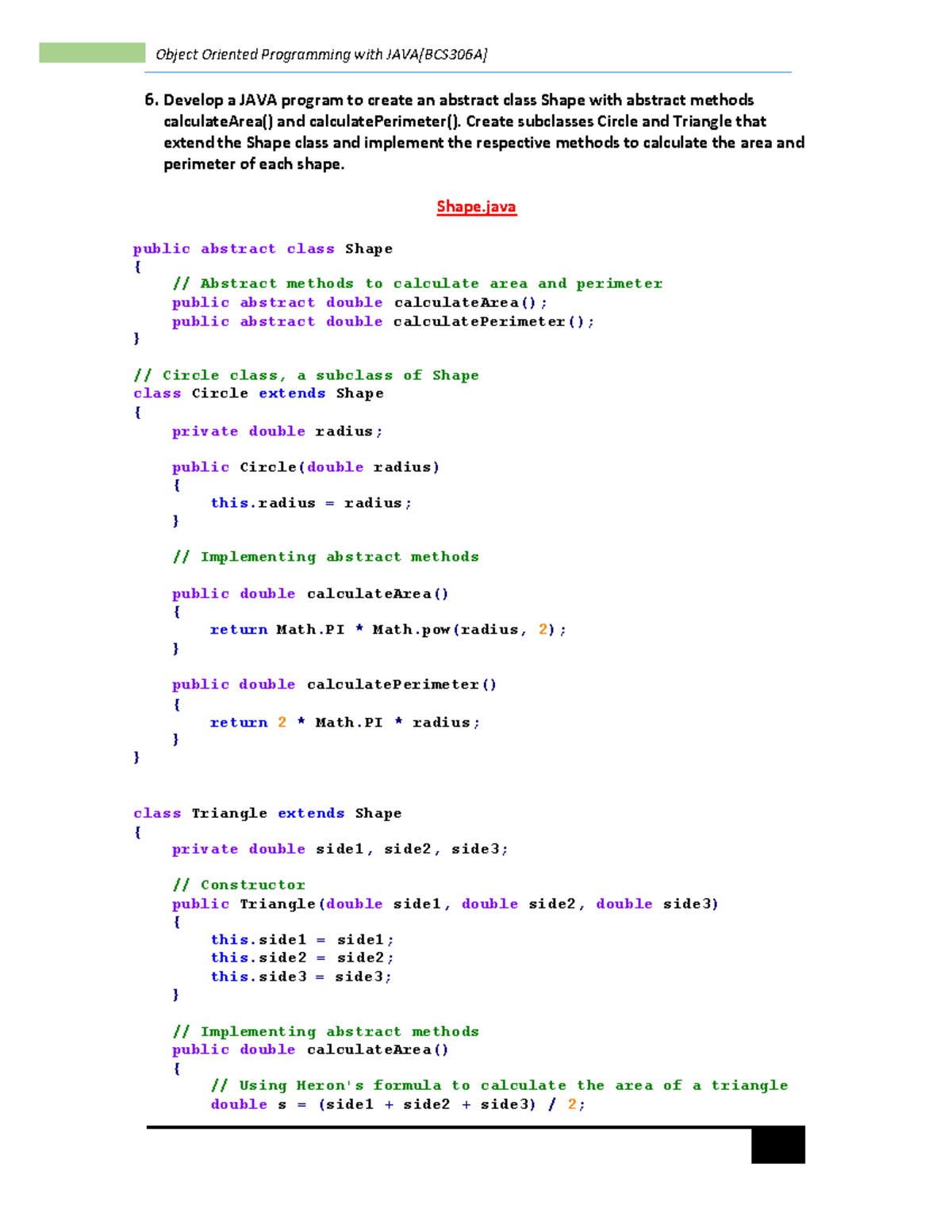 Java Experiment 6 - Ndndhdjfh - Object Oriented Programming with JAVA ...