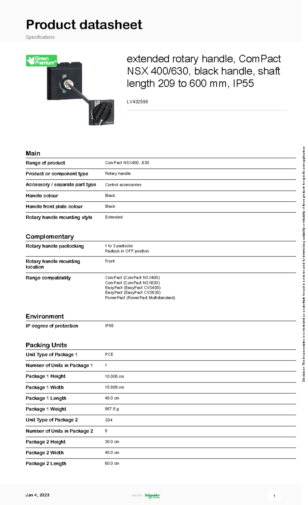 Com Pact NSX LV432598 - Product datasheet Specifications extended ...