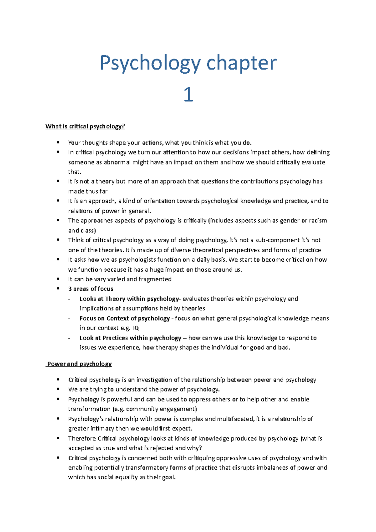 SLK 320 TEST 1 - slk 320 - What is critical psychology? Your thoughts ...