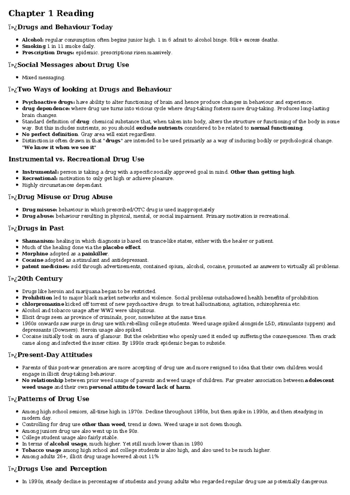 Chapter 1 Reading - Chapter 1 Reading ï»¿Drugs and Behaviour Today ...