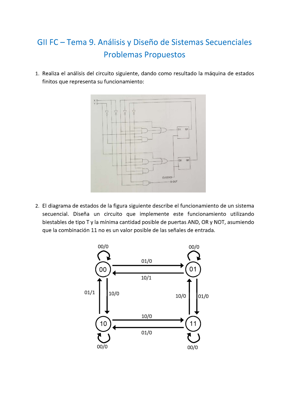 Tema9 2 Ejercicios Analisis Y Dise Ã±o Circuitos Secuenciales - GII FC ...