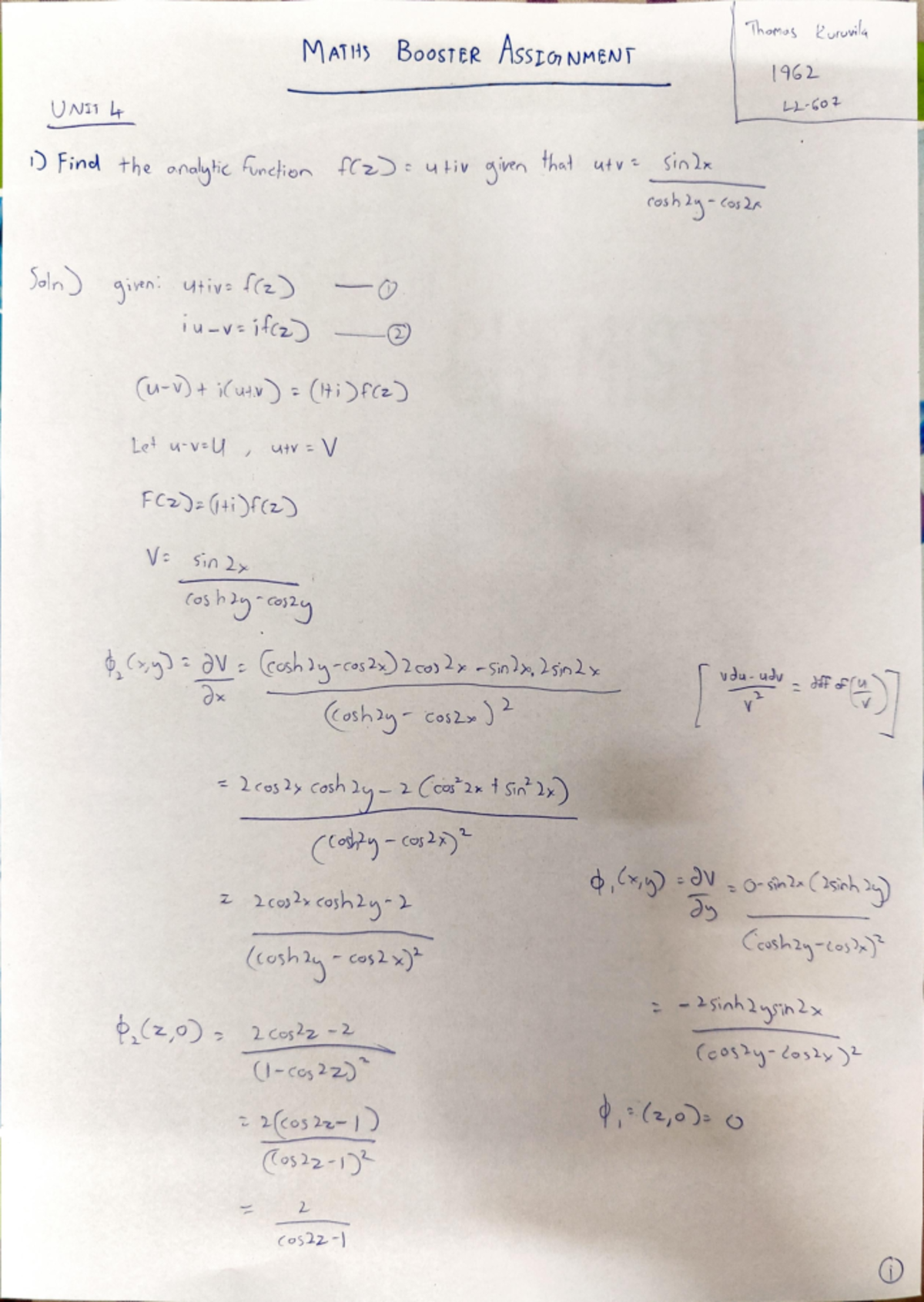 Booster assignment maths - Calculus And Linear Algebra - Studocu