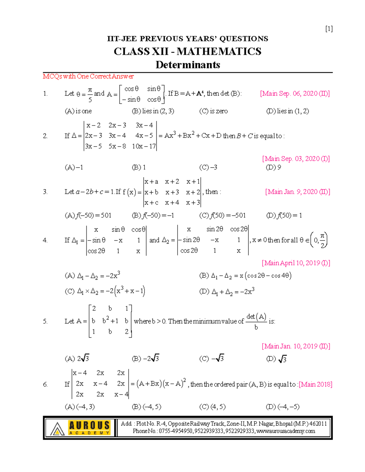 19 Determinants - determinant - Add. : Plot No. R-4, Opposite Railway ...