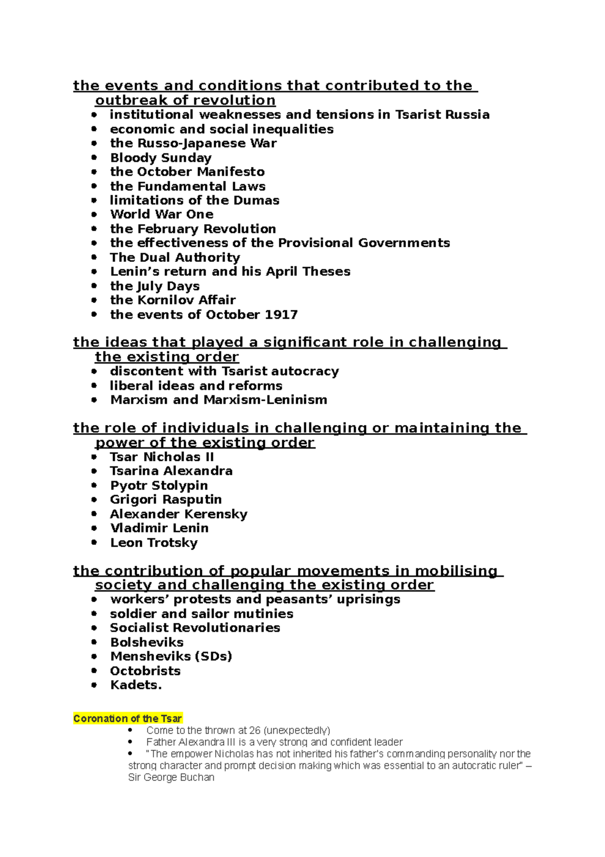 Russia AOS1 - dff - the events and conditions that contributed to the ...