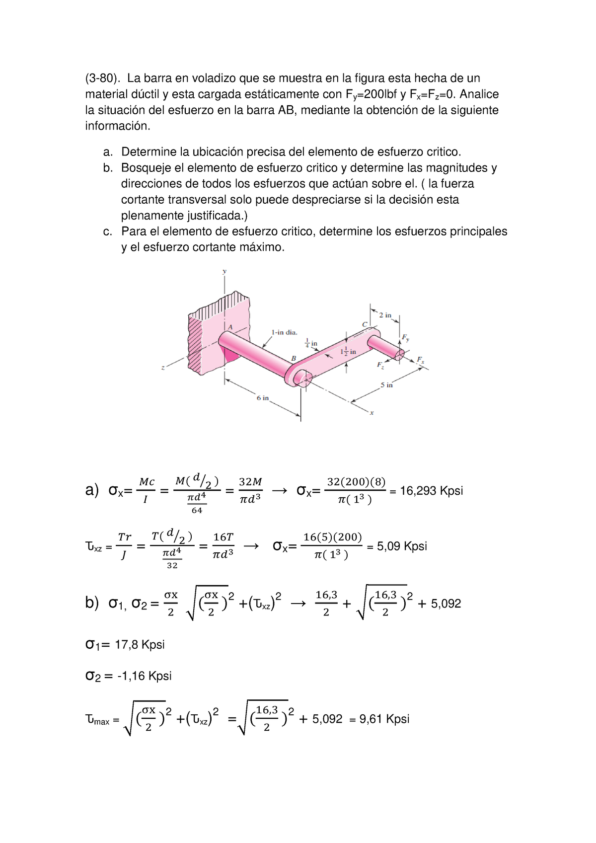 Scribd - Sss - (3-80). La Barra En Voladizo Que Se Muestra En La Figura ...