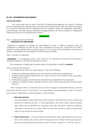 Engineering Management 4 - Topic 4. The Planning Process Generally ...